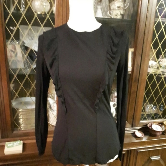 size S H&M black Scooped Ruffled Blouse - Picture 2 of 8